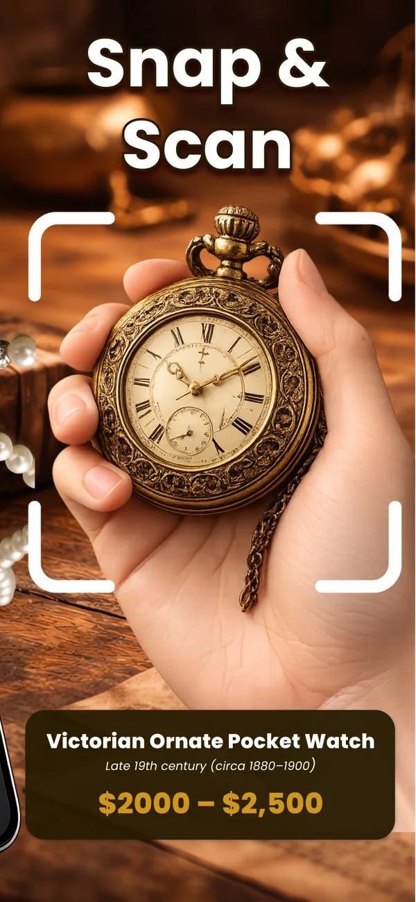 Velqo app screen showing antique details and likely era