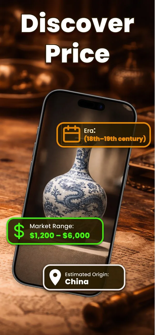 Velqo app screen showing antique value guidance